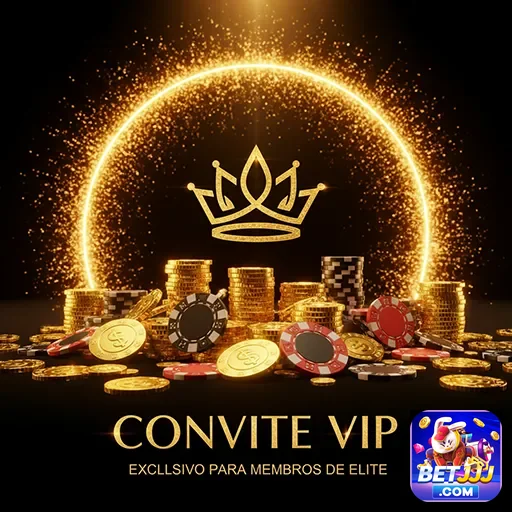 Convite VIP do Betjjj para um casino exclusivo, com detalhes irresistíveis para os jogadores.